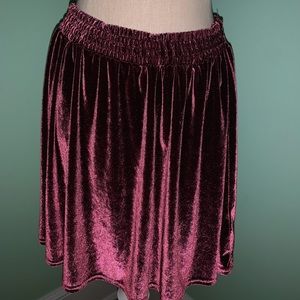 Purple velvet urban outfitters mid-length skirt